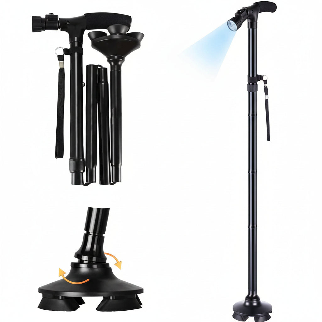 Foldable Walking Cane with LED Light